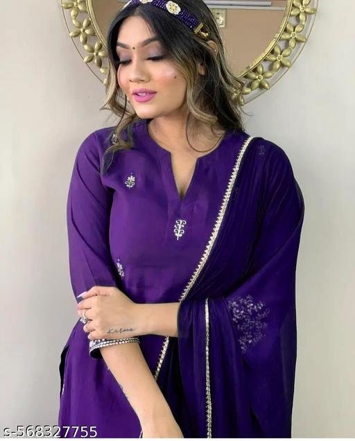 Women's Rayon Slub Embroidered Straight Kurta Pant with Dupatta - Image 4