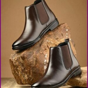 Men's and Boy's Trending Brown Chelsea Boots| Ankle Boot |Men's High Ankle Slip On Outdoor Fashion Winter Stylish Formal and Semi Casual Boot Synthetic Leather Slip On Ankle Boots with Elastic Side Panel