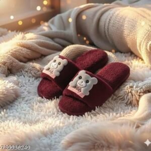Mamta Creation Unique Mahroon Color Newly lovely Premium Faux Fur slippers super soft home slippers, summer slippers for women & girls || Flip-Flops & Sliders || Daily & Casual Wear || Indoor & Outdoor