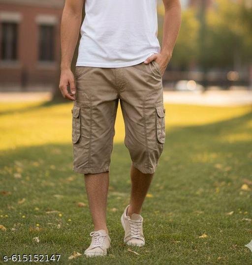 Men's Comfortable 3/4 Length Cargo Shorts