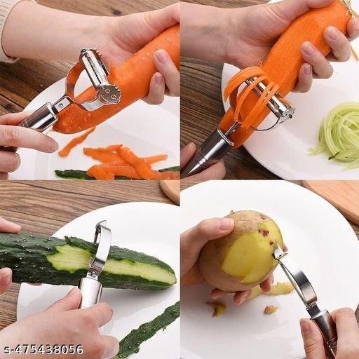 OXMEZA 3 in 1 Kitchen Vegetable and Fruit Peeler, Stainless Steel, Multifunctional Fruit Peelers with 3 Blades Stainless Potato Peeler Stainless Steel Shredder Slicer for Cabbage, Apple, Carrot (3 Pcs Set) - Image 4