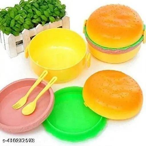 Burger Shape Lunch Boxes Reusable Freezer Safe Portion Snack box for Adults Kids 3 Containers Lunch Box - Image 4