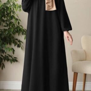 Women's Simple Firdous Fabric Elastic Sleeves Design Abaya Burqa (Without Shawl ).