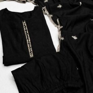 Women's cotton silk embroidery work with less kurta pant with dupatta set | Embroidery kurta pant & full work dupatta set