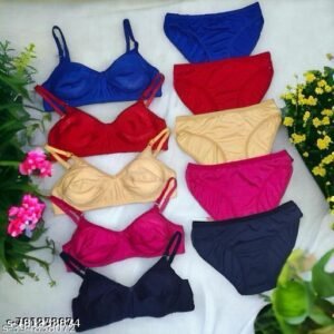 Samareia solid women bra panty sets pack of 4 |women comfortable Lingerie set 4 | Non Wired Bra and Panty Set || Lingerie Set | Pack of 4Lingerie Set | Innerwear for Women | Bra Panty Lingerie Set | Red Pink Maroon Black Bra panty sets