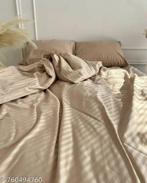 Striped Duvet Cover Double Bed Premium Cotton-Quilt/Comforter Zipper Cover- 91 X 101 Inches(Beige)(Beige),Double,300 TC - Image 5