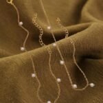 White & Golden Polish Minimal Trendy Delicate Anklet For Women's & Girl's