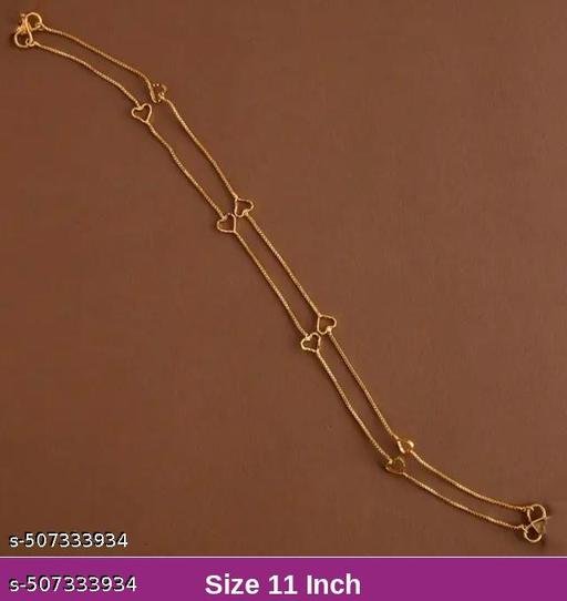 Kunjus Gold Plated Anklets for Women Pack of 2