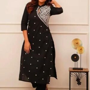 VEDIKA FASHION -RAYON EMBROIDERY WORK KURTI WITH PANT SET