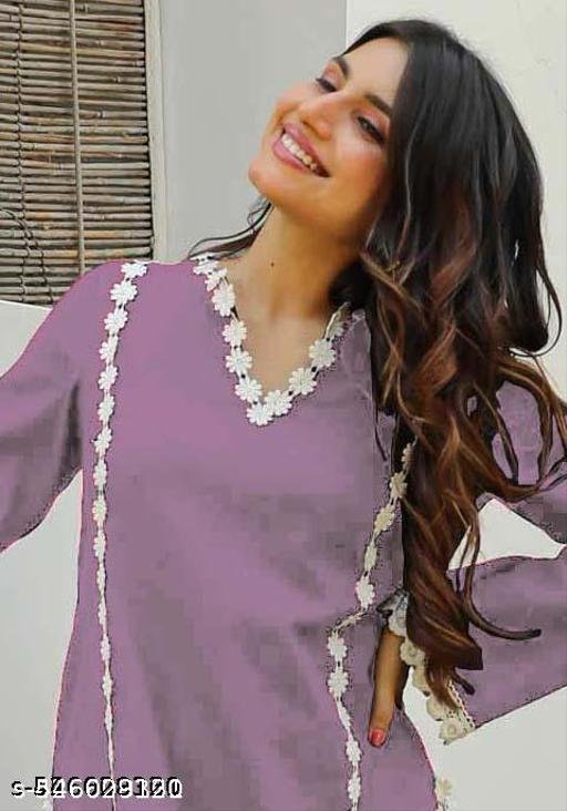 Trendy Rayon Lase Work Kurta Set For Women - Image 3