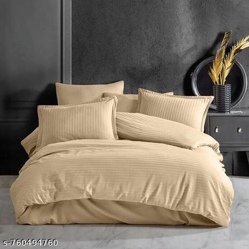 Striped Duvet Cover Double Bed Premium Cotton-Quilt/Comforter Zipper Cover- 91 X 101 Inches(Beige)(Beige),Double,300 TC - Image 3