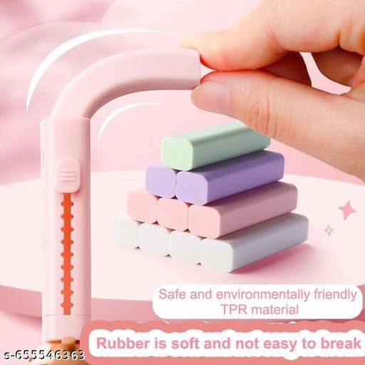4 PCS SET OF Sliding Retractable Eraser Cute Erasers for Kids Push-Pull Rubber Eraser for Students Writing Office School Supplies - Image 3