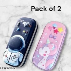 Crafty Cuddle 1Pc Space designed & 1 Unicorn Designed Pencil Pouch | School Pencil Case for Kids | Pen-Pencil Box for Kids | Geometry Box | Compass Box | School Stationery Supplies Art EVA Pencil Box