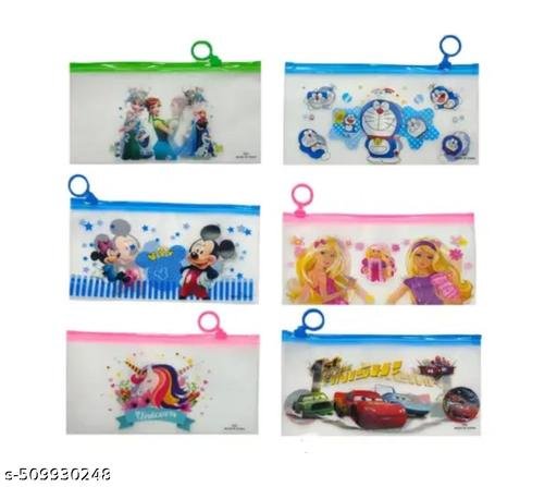 pack of 12 multipurpose waterproof printed zipper pouch , multi design zip pouches, trending pouches , pencil cases , all caracter cartoon pouches , geometry box makeup kit used for school kids girls boys and womens also etc. - Image 4