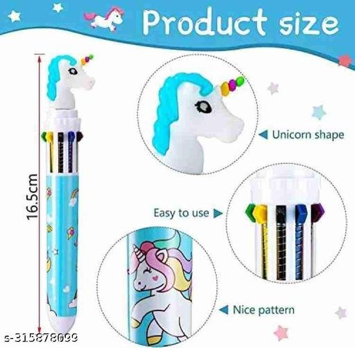 10-in-1 Multicolor Ball Pen pack of 2 10 Colors Cute Ballpoint Pen for Office School Supplies Students Prize Unicorn Children Gift - Image 3