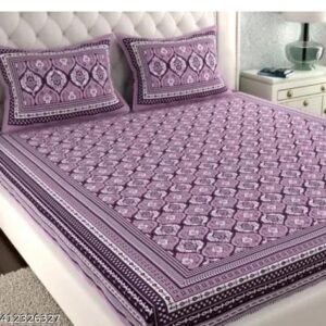 Rajasthani Printed Pure 100% Jaipuri Cotton King Size Double bedsheets With Pack Of 1 Fitted Bedsheets With 2 Pillow Cover