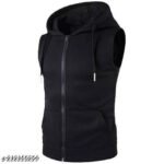 F Gallery Men's Solid Open-Front Black Sweatshirts