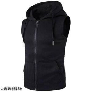 F Gallery Men's Solid Open-Front Black Sweatshirts