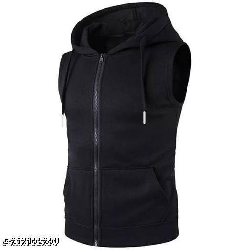 F Gallery Men's Solid Open-Front Black Sweatshirts