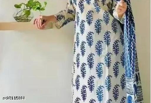 Printed Buti Kurti Pant Dupatta Set/Women’s Cotton Suit Set with Buti Print/Ethnic Cotton Kurta Set for Women - Image 4