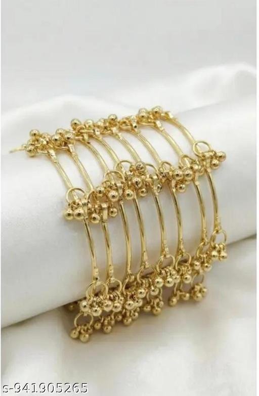 Golden Ghungroo Charm Bangles Set for Women Traditional Ethnic Kada Bracelet Stylish Wedding Festival Jewelry