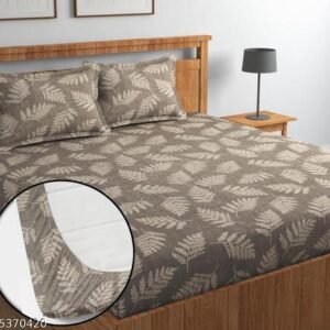 Jashan 210 TC Premium Glace Cotton Luxury Home Deco Comfort Flower Design Bedsheet with Pillow Cover – Ultra Soft Cotton Durable Fabric King Bed Sheet for Daily Comfort - 72x78x10 inch