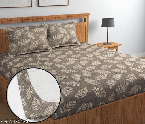 Jashan 210 TC Premium Glace Cotton Luxury Home Deco Comfort Flower Design Bedsheet with Pillow Cover – Ultra Soft Cotton Durable Fabric King Bed Sheet for Daily Comfort - 72x78x10 inch