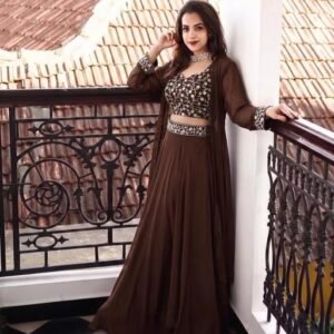 Magnetic Georgette  Wear Palazzo Top With Shrug