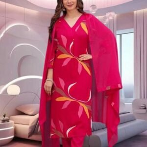3 PIS COTON KURTA SET ATTACH DUPPATANEW TREANDI DISIGION