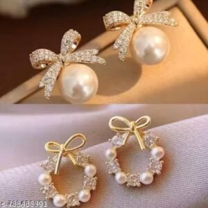 Combo Pack of 2 Korean Stud Earrings For Women And Girls