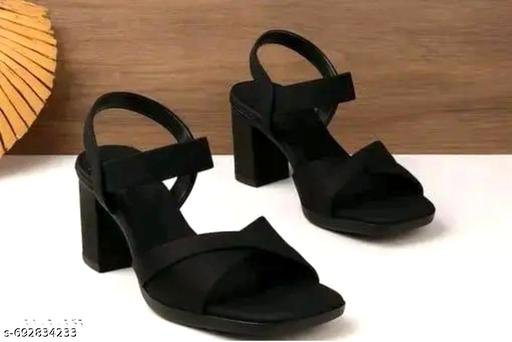 Amore Fashions Black k Elegance Block Heel Sandals for Women | Cushioned Comfort & Chic Party Wear