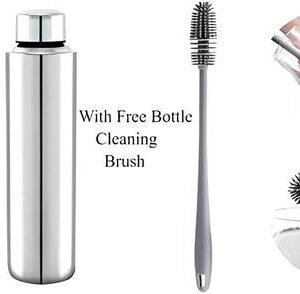 SHOPNJOY Stainless Steel 1 Litre Leakage Proof Water Bottle For Home & Kitchen,Office,School,Gym,Travelling With Free Bottle Cleaning Brush (Pack Of-01, 1000ML)