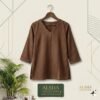 Women Pure Cotton Solid Brown Kurti