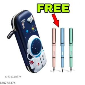 Space Astronaut Theme Pencil Case Large Capacity With 1 Piece Infinite Pencil Pencil Pouch Bag Compass School Pouch Organizer for Students Kids Premium Stylish Pen Holder Pouch Stationery Box