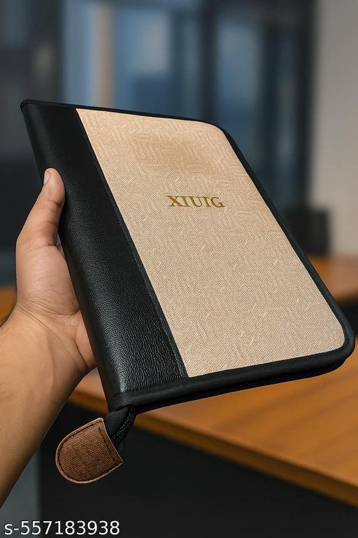 Premium Portfolio Zipper Leather File Folder for Office Use With 20 Leaves (New PF)