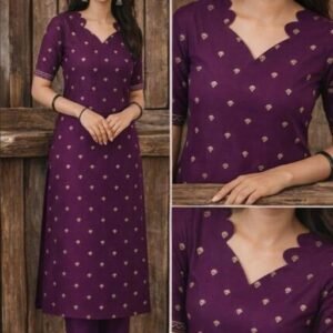 Elegant Purple Cotton Printed Kurti Women