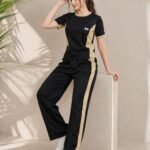 Women's Track Suit Set - Sportswear Top & Bottom Set | Workout Gym Tshirt Track Suit Pants for Girls | Half Tshirt for Women Gym pants