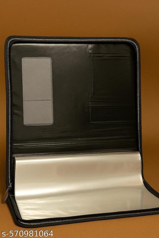 Document File Folder Set – A4 Size Faux Leather Office Organizer with 20 Transparent Sleeves (black Soft Jeans) - Image 4