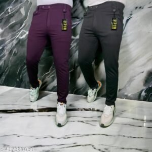 Stylish Premium Quality Mens Formal Wear Black, Maroon Trousers (Pack of 2)