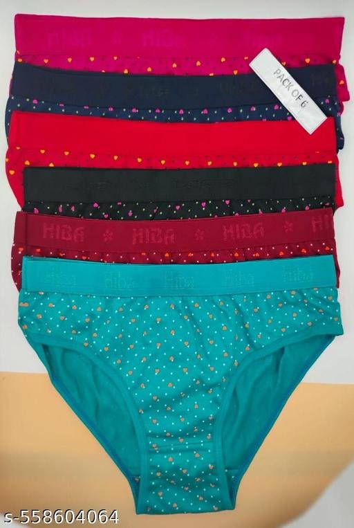 PACK OD 6 For Girl Comfortable Panty Brief's/Hipster Innerwear Soft Stretchable plan Panties Women's & Girls Cotton Briefs Combo Women's Cotton Underwear High Waisted Full Coverage Ladies Panties Regular