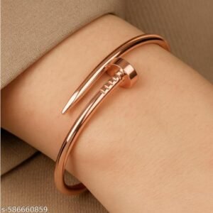 Verris Jewels | Anti Tarnish | Rose Gold Plated | Nail Design Bracelet For Girls/Women