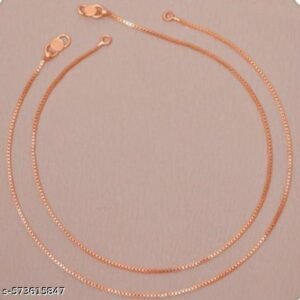 SaveriGroup Rose Gold Plated Anklets for Women Pack of 2