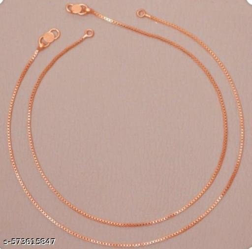 SaveriGroup Rose Gold Plated Anklets for Women Pack of 2