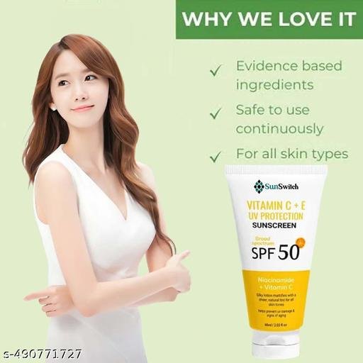 Sunscreen - SPF 50 PA+++ Vitamin C+E Super Bright Sunscreen, SPF 50 PA+++ (60 g) pack of 1 - Image 4
