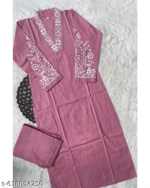KURTI PANT WITH V NECK EMBROIDERY - Image 4