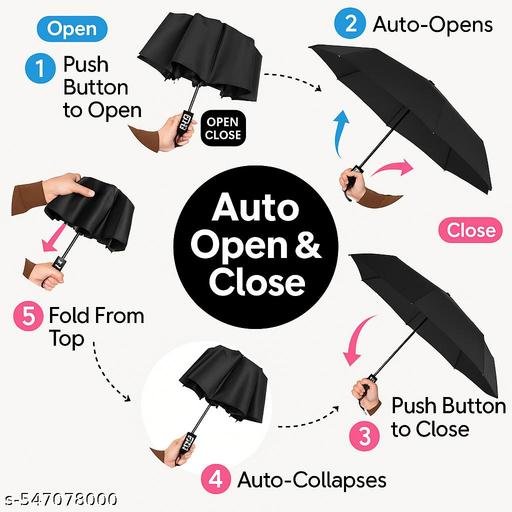 (1 Pack) Auto Open and Close Umbrella for Rain, Automatic Roof Umbrella with Windproof Design, Large Size for Men, Lightweight and Compact Umbrella for Girls, Best Umbrella for Rain and Sun from Reddit Reviews (Multicolor)