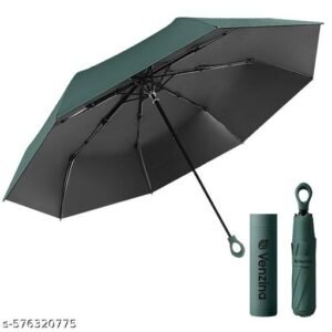Sun Umbrella Travel Compact Folding Umbrella Windproof Rainproof UV Protection with Black AntiUV Coating Dark Green