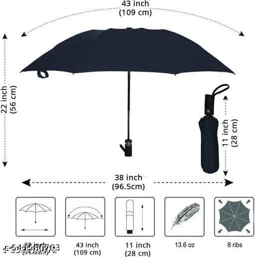 Portable Auto Travel Umbrella - Windproof for Rain, Strong for Wind, Auto Open/Close Button, Perfect Car Umbrella for Men & Women (Blue) - Image 5