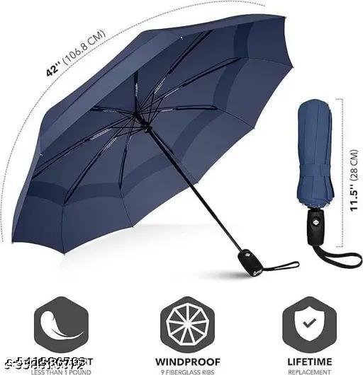 Portable Auto Travel Umbrella - Windproof for Rain, Strong for Wind, Auto Open/Close Button, Perfect Car Umbrella for Men & Women (Blue) - Image 4