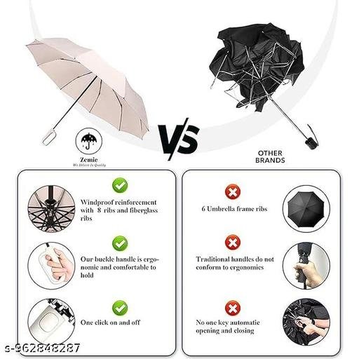 Portable Auto Travel Umbrella - Windproof for Rain, Strong for Wind, Auto Open/Close Button, Perfect Car Umbrella for Men & Women . - Image 4